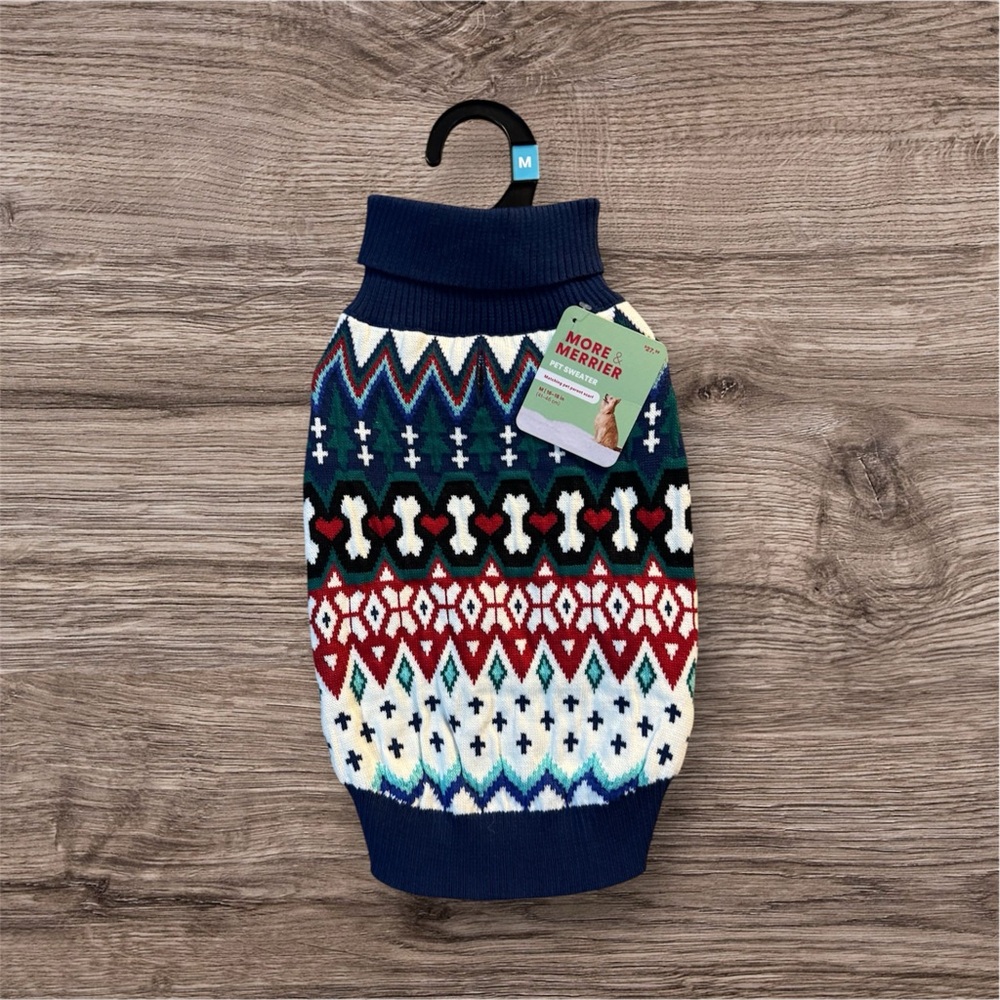 Colorful Knit Dog Sweater Medium size